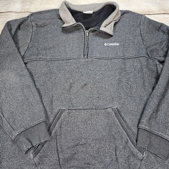 Columbia Men's Size 2XL XXL Pullover 1/4 Zip Long Sleeve Gray Cotton Knit - Picture 1 of 6